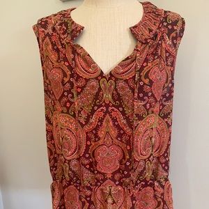 Banana Republic Paisley Sleeveless Peplum Blouse